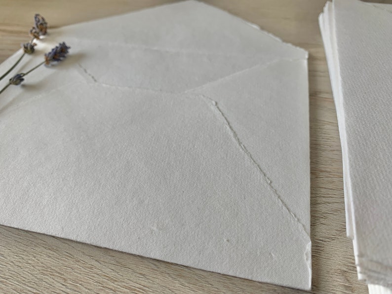 A7 IVORY Cotton Envelopes A7 Cotton Envelope Deckle Edge Paper Deckled Edge Paper Cotton Paper Envelopes Handmade Paper Wedding Invitations image 7