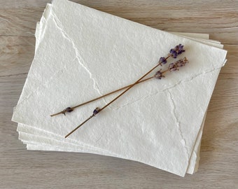 IVORY A6 Cotton Handmade Envelopes A6 Cotton Rag Paper Envelopes Deckled Edge Deckle Edge Paper Handmade Paper Wedding Invitation Envelopes