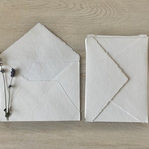 A7 IVORY Cotton Envelopes A7 Cotton Envelope Deckle Edge Paper Deckled Edge Paper Cotton Paper Envelopes Handmade Paper Wedding Invitations image 1