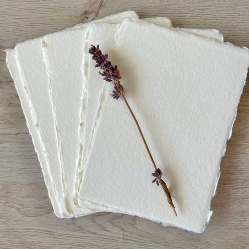 5 x 7 po. IVOIRE 150 g/m² Papier coton bords fraisé fait main pour papeterie, faire-part de mariage, calligraphie