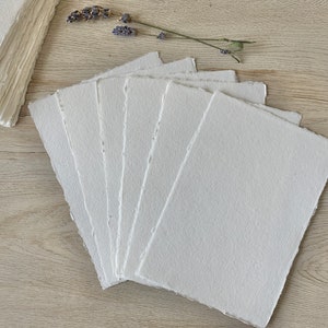 5x7" WHITE 150gsm Handmade Deckled Edge Cotton Rag Paper Deckle Edge Paper White Cotton Paper Stationery Wedding Paper Calligraphy Paper