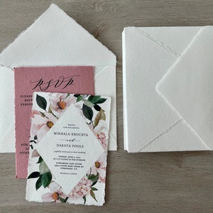 A7 IVORY Cotton Envelopes A7 Cotton Envelope Deckle Edge Paper Deckled Edge Paper Cotton Paper Envelopes Handmade Paper Wedding Invitations image 8