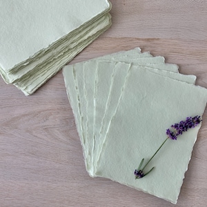 5x7" Sage Green 150gsm Handmade Deckled Edge Cotton Rag Paper Deckle Edge Paper Pink Cotton Paper Stationery Wedding Paper Calligraphy Paper