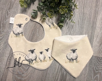 Premium Sheep Bibs/ pretty/ dribble bib/ baby/ toddler/ essentials/ gift/ farming/ countryside/ organic/