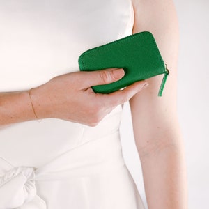 Kleine Leder Geldbörse Frau schlanke Saffiano Leder Brieftasche Leder Minimalist nette Brieftasche für Frau Grüne Brieftasche Kartenhalter Viele Farben