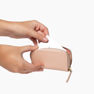 OFERTA DE SEGUNDOS: Cartera Pequeña de Piel Saffiano Cartera Pequeña para Mujer Cartera Minimalista Mujer Cartera Pequeña Beige