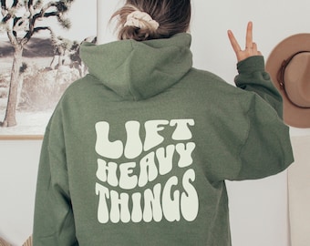 Lift Heavy Things Hoodie Lifting Sweatshirt Muscle Mom Hoodie Women's Weightlifting Sweatshirt Gym Lover Hoodie Women's Pump Cover