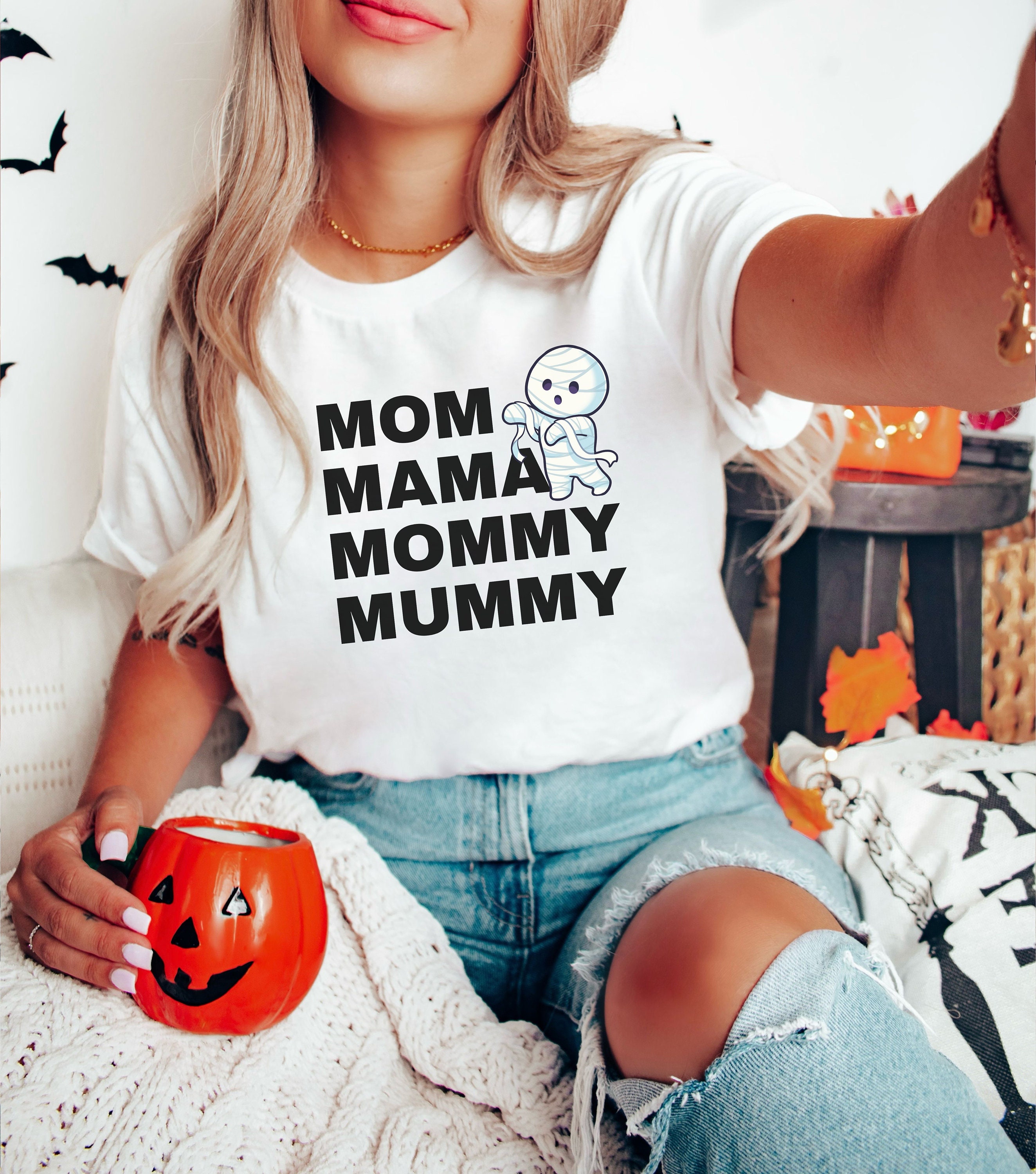 Cute Mummy Halloween Shirts for Women Plus Size 1X 2X 3X 4X 5X