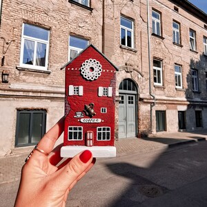 Coffee Lovers, Mysterious House, Vine Red, Magic, Wizard, Curiosity, Fantasy Art, Handmade, Wooden, Miniature, White, Cozy