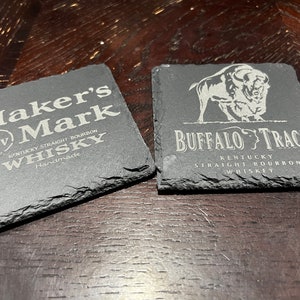 Bourbon Whiskey Themed Slate Drink Coasters - Set Of Square Gray Stone Coasters 7 thumbnail image
