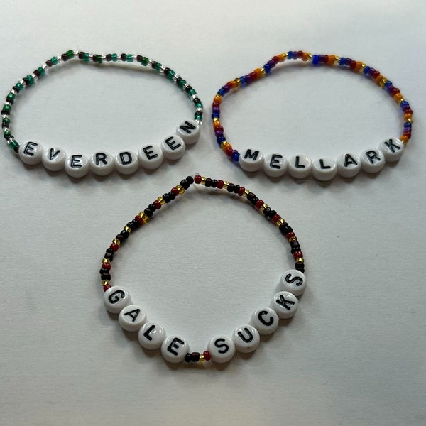 Katniss Everdeen, Peeta Mellark, Gale Sucks Hunger Games Themed Stackable/Friendship Bracelets