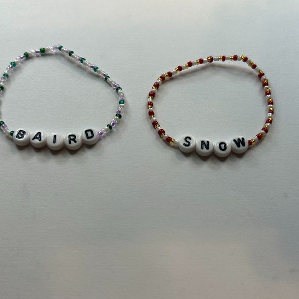 Coriolanus Snow, Lucy Gray Baird Hunger Games Themed Stackable/Friendship Beaded Bracelets