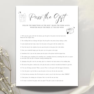 Pass the Prize Bridal Shower Game Minimalist Bridal Shower Pass the Prize Rhyme Game Pass the Gift Poem Fun Bridal Shower Clean Activity