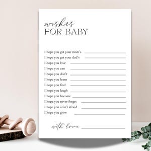 Minimalist Baby Shower Wishes for Baby Game Template, Baby Shower Games Printable Wishes Game Editable in Canva  Virtual Games Baby Wishes