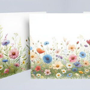 Bloemenset - vierkante kaarten - 3 ontwerpen, wenskaarten