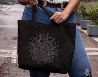 Extra Large Tote - Black Canvas Bag - Big Natural Fiber Tote