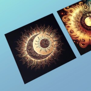 Cards - 5 pack of Greeting Cards - Set of Sun and Moon Designs
