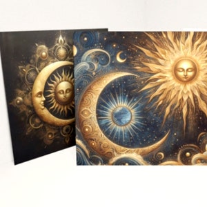 Matching Set of Cards, Sun and Moon - 3 Pack Gift Cards
