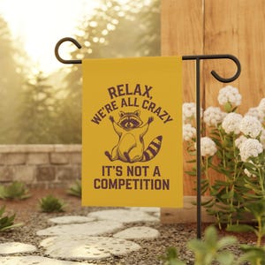 Funny Raccoon Garden Flag, Outdoor Yard Decor, Cute Animal Banner, Spring Garden Decoration, Summer Porch Sign, Housewarming Gift