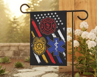 Patriotic First Responders Flag, Police, Firefighters, EMT, Support our First Responders, Patriotic Decor, First Responders Flag