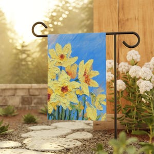 Floral Garden Flag, Vibrant Daffodil Decor, Spring Outdoor Flag, Flower Housewarming Gift, Garden Party Decoration, Floral Welcome Banner