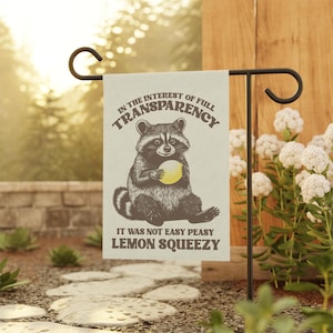 Whimsical Garden Flag, Raccoon Decor, Raccoon Garden Flag, Cute Outdoor Art, Funny Yard Sign, Seasonal Decor