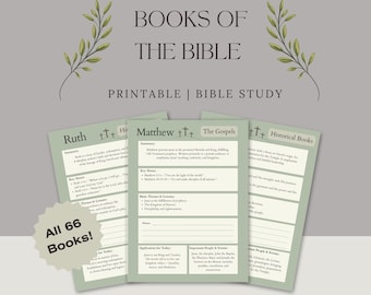 Books of the Bible Printable | Bible Study Guide PDF | Bible Overview Workbook | Scripture Study for Women & Teens