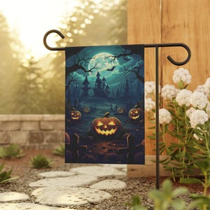Haunted House Flag, Halloween Garden Flag, Spooky Outdoor Decor, Fall Yard Sign, Halloween Party Decoration