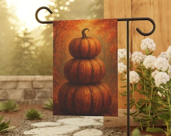 Bandera de jardín con calabazas de otoño, bandera de jardín otoñal, decoración de calabazas para el hogar, decoración otoñal para exteriores, bandera de jardín de otoño, decoración de cabaña