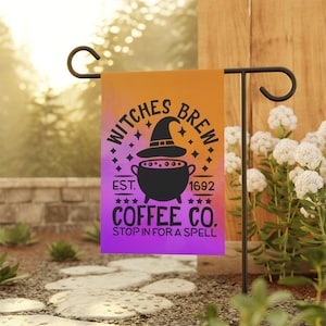 Witches Brew Halloween Flag, Outdoor Yard Décor, Spooky Witch Flag, Fall Garden Sign, Trick or Treat House Flag, Halloween Garden Flag