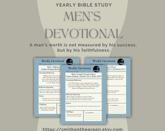 Devocional para hombres de 52 semanas / Devocional cristiano diario para hombres / Diario de fe anual / Estudio bíblico para hombres / Guía de crecimiento espiritual