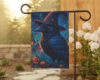 Halloween Crow Garden Flag: Spooky Witch Decor, Fall Yard Sign