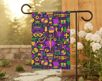 Mardi Gras Garden Flag, Mardi Gras Home Decor, Louisiana Seasonal Decor, Mardi Gras Flag