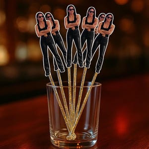 Custom Photo Drink Stirrers: Personalized Party Cocktail Sticks (Set of 12)