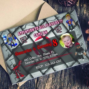 Editable and Printable Gamers Boy Happy Birthday Party Invitation Card, Digital