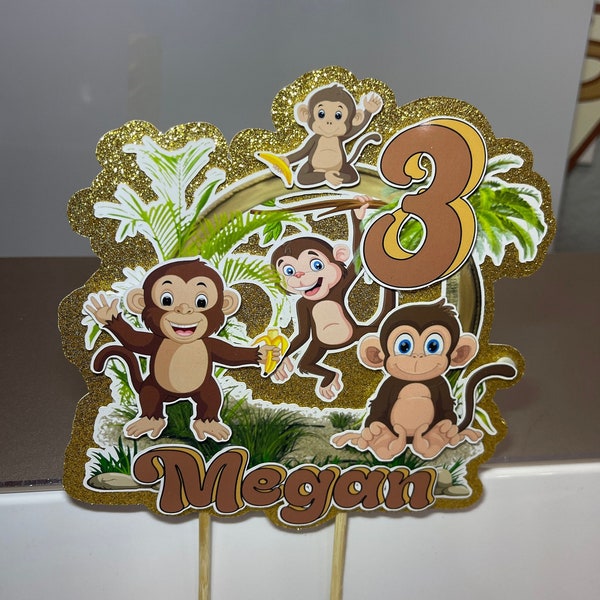 Cute Monkey Cake Toppers, Monkey Party Decoration, Little Monkey Party, Monkey Cake Toppers Decoration, Custom Monkey Cake Topper