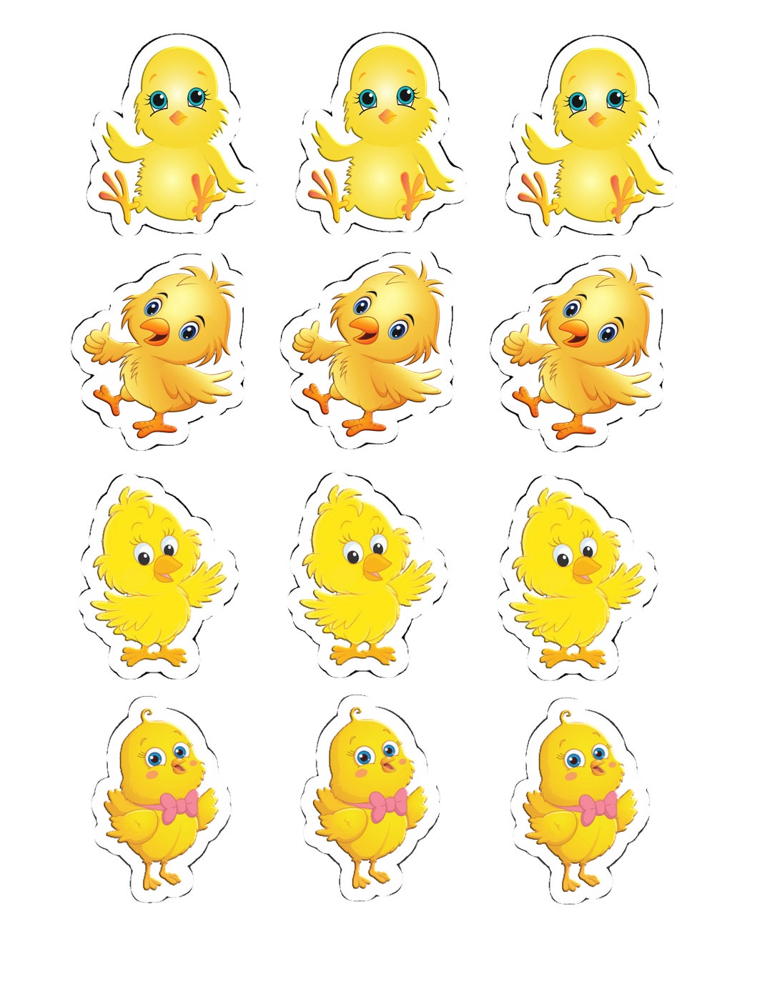 Cute Chickens Cupcake Toppers package of 12 Digital Version Etsy