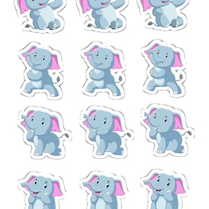 Elephants Cupcake Toppers for Boys (package of 12) Digital Version