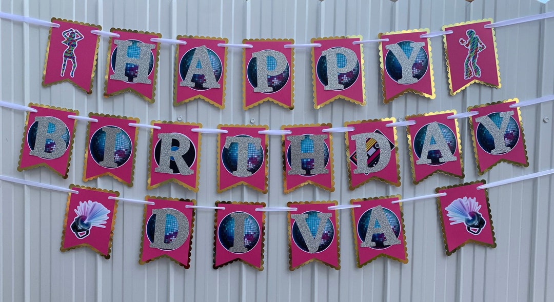 Disco Happy Birthday Banner - Etsy