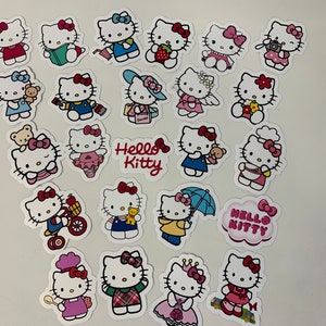 Hello Pink Kitten Stickers Package, aesthetic gifts for kids party, vinyl stickers for laptop and notebook: (24 pieces)