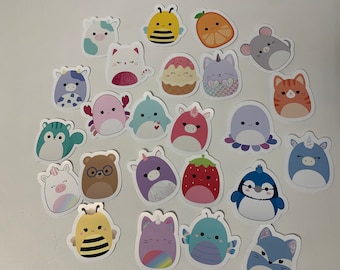 Pegatinas de Squishmallow, animales adorables, regalos de fiesta (24 piezas)