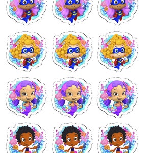 Happy Bubbles Friends Cupcake Toppers for Girls (package of 12) Digital Version