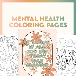 Set #1, Calming Art Printables, 6 Page Digital Mental Health Coloring Book, Self Care for Teens and Adults, Therapy Worksheets, Guidance Aid