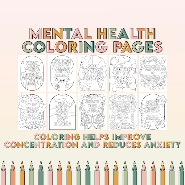 Coloring Pages Anxiety Kids Etsy