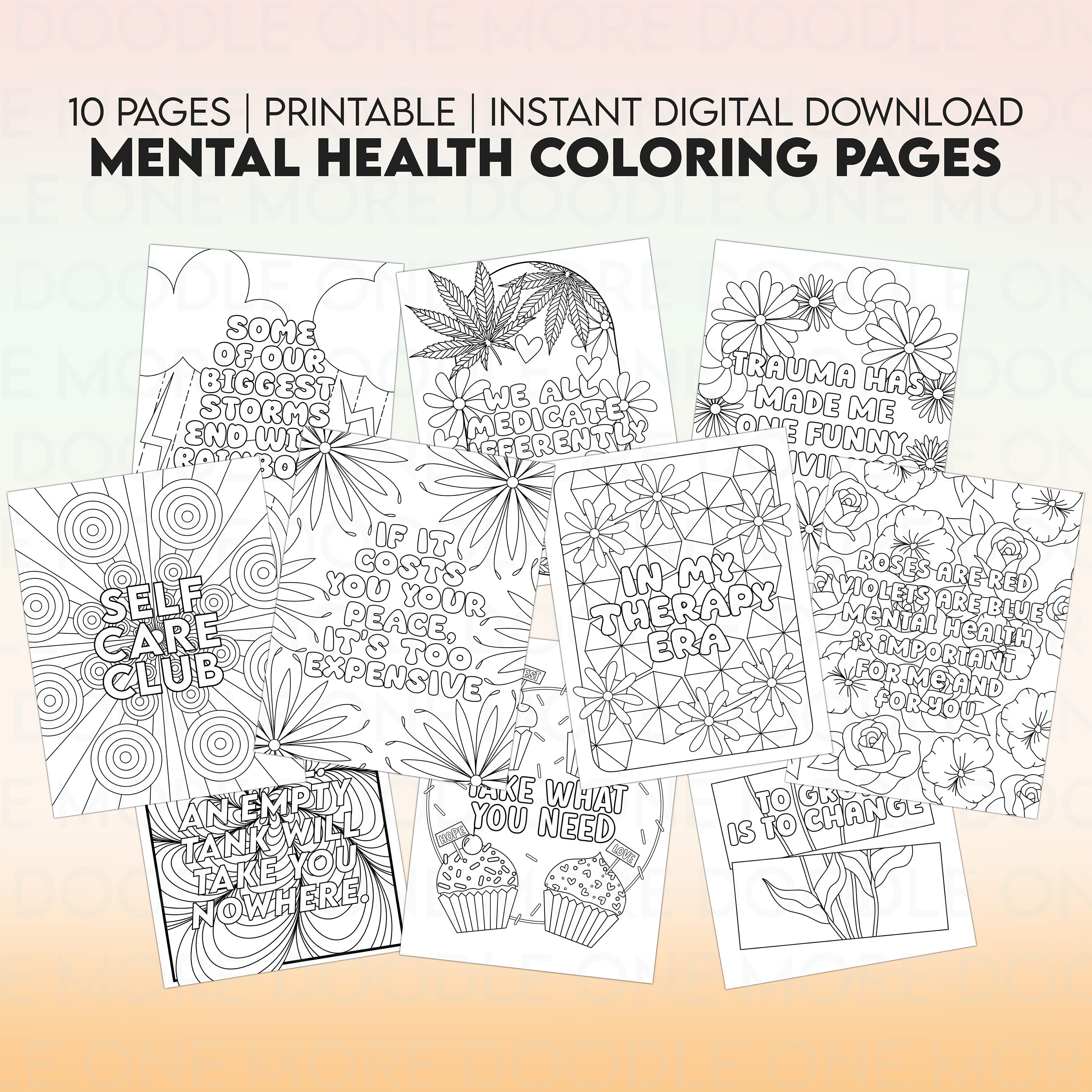 Mental Health Coloring Pages, Adult Coloring Pages, Anxiety Relief ...