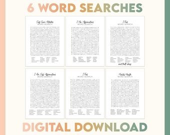 Mental Health Word Search: Self-Care & Affirmations (Digital Download)