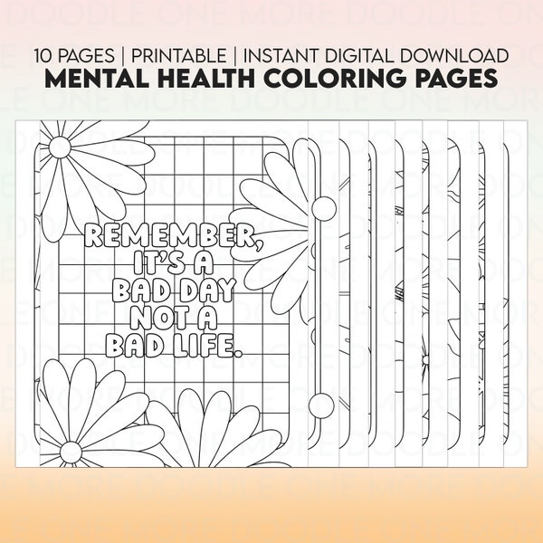 Mental Health Coloring Pages, Therapy Printables, Coloring Book, Self Confidence Coloring Pages, Teen and Adult Coloring, Anxiety Relief