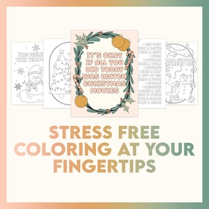 Set #3, kerst geestelijke gezondheid kleurplaten, begeleidings- en therapieblad, zelfzorgvakantie-editie, angstverlichting, afdrukbaar kunstwerk tieners