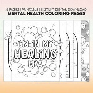 Mental Health Coloring Pages, Printable, PDF, Mental Health Matters, End the Stigma, Adult Coloring Pages, Instant Digital Download, 6 Files