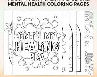 Mental Health Coloring Pages, Printable, PDF, Mental Health Matters, End the Stigma, Adult Coloring Pages, Instant Digital Download, 6 Files